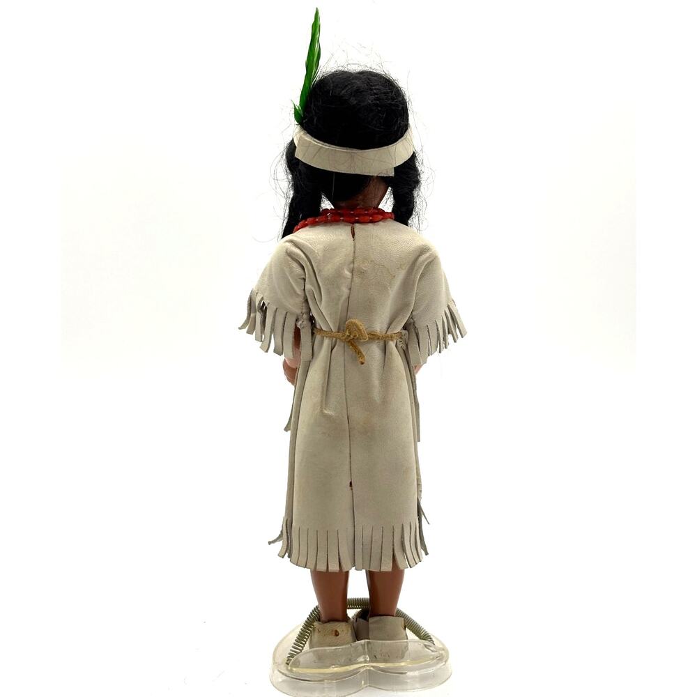 Vintage Native American Woman Doll in Traditional Tribal Costume with Stand - Picture 2 of 4